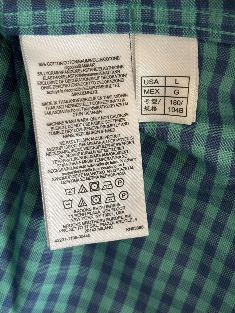 Brooks Brothers The Original Polo Shirt Short Sleeve Gingham Print Size Large - Picture 7 of 7